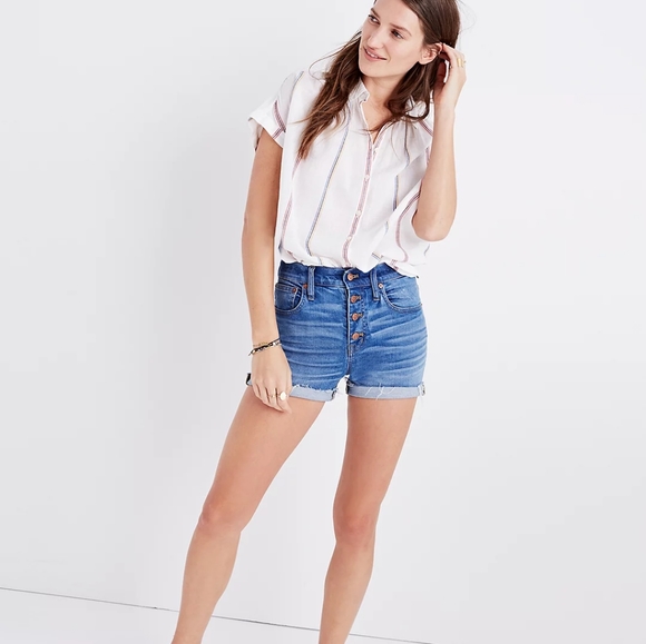 Madewell Pants - Madewell High-Rise Denim Boyshorts: Button-Through Edition